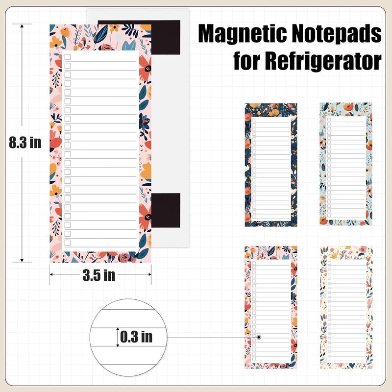 Koogel Magnetic Fridge Notepads, Floral Design, 4 Pack 200 Sheets Grocery List Notepad, 70g Premium Paper, Tear-Off Sheets, Perfect for Daily Schedules, Shopping Lists & Task Management, To-Do List - Image 5